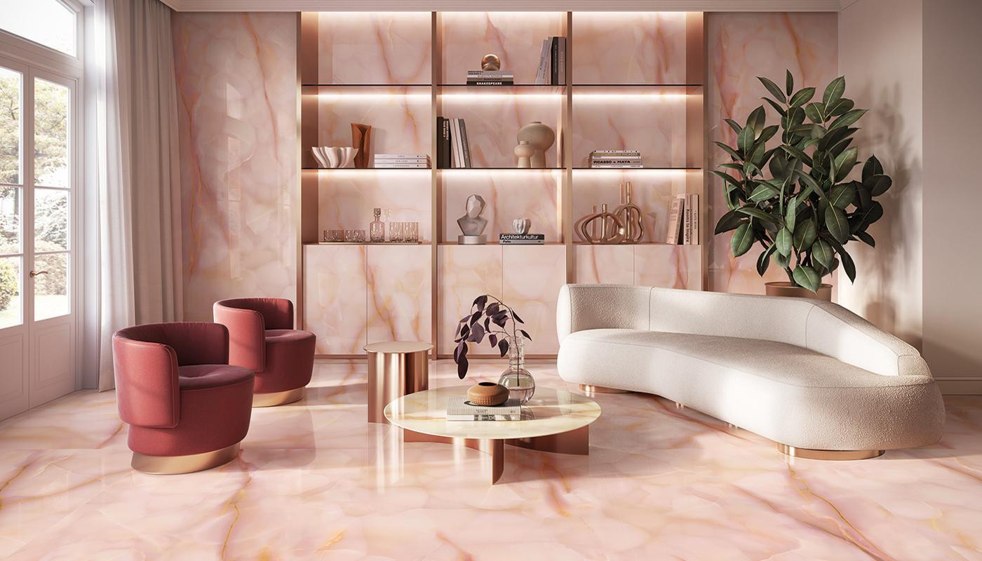 Керамогранит 278x120 Malva Lappato Tele Di Marmo Pure Onyx лаппатированная розовый оникс 6.5мм Emil Ceramica Керамогранит 278x120 Malva Lappato Tele Di Marmo Pure Onyx лаппатированная розовый оникс 6.5мм Emil Ceramica