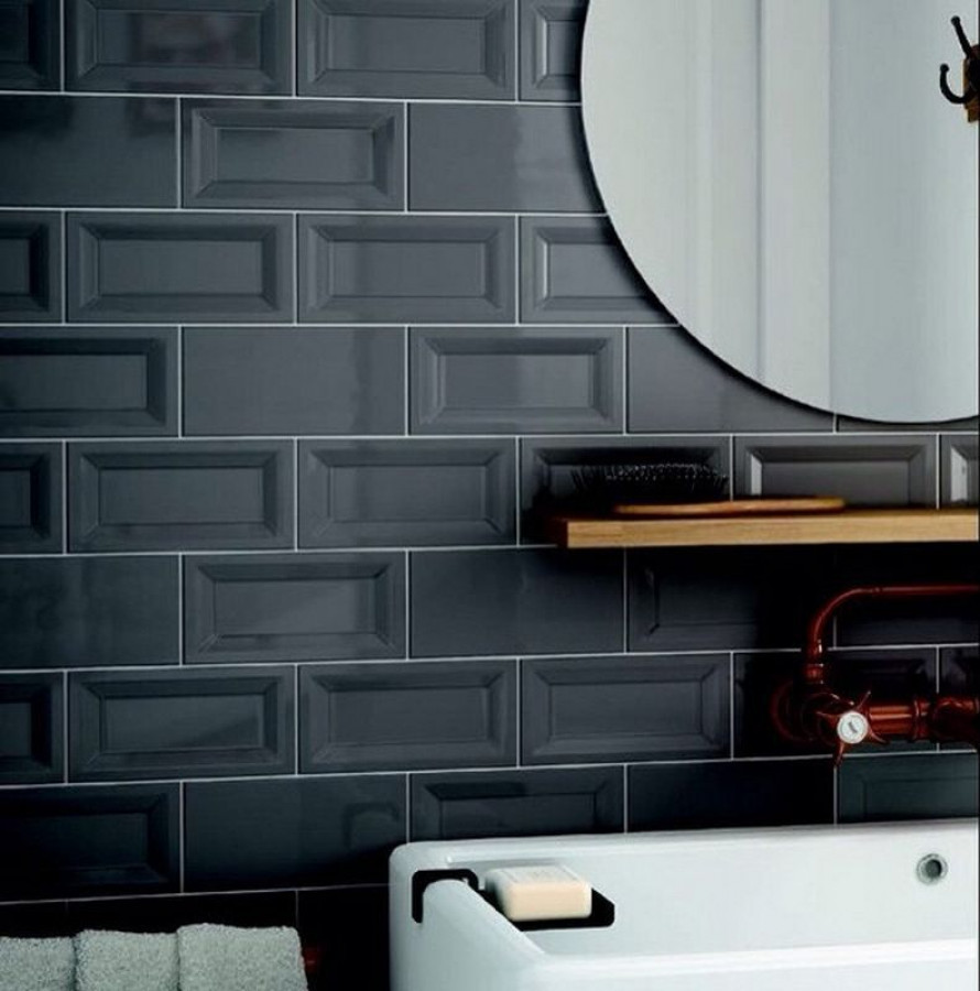 Плитка 15x10 Black In Metro глянцевая моноколор рельеф Equipe Плитка 15x10 Black In Metro глянцевая моноколор рельеф Equipe