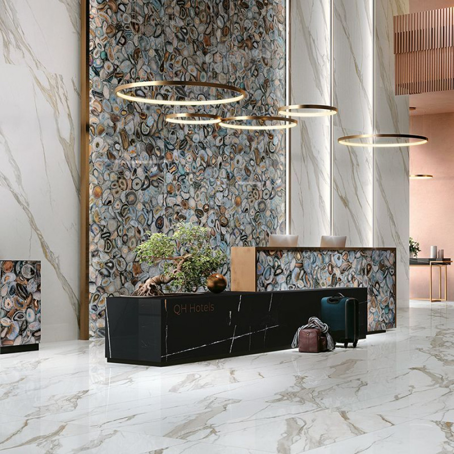 Керамогранит 280x120 Agata Multicolor Lucido Wanderlust глянцевая голубой узор 6мм Mirage Керамогранит 280x120 Agata Multicolor Lucido Wanderlust глянцевая голубой узор 6мм Mirage