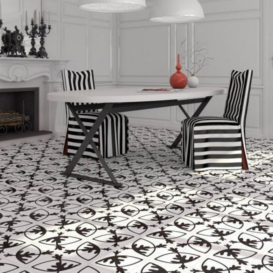 Плитка 20x20 Rotjen Basalto Matt Vives 1900 матовая белый орнамент 8мм Vives Плитка 20x20 Rotjen Basalto Matt Vives 1900 матовая белый орнамент 8мм Vives