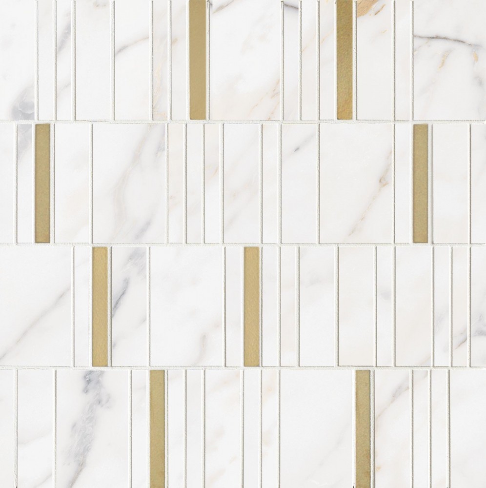 Мозаика 40x40 Allmarble Wall Golden White Mosaico Barcode Lux глянцевая белый 6мм Marazzi Мозаика 40x40 Allmarble Wall Golden White Mosaico Barcode Lux глянцевая белый 6мм Marazzi