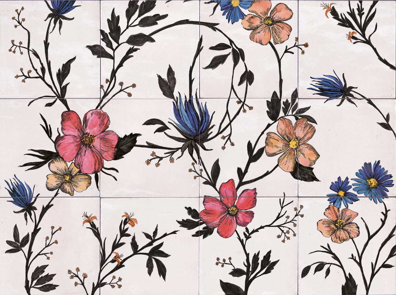 Декор 60x45 Rice Decoro Garden Modulo A глянцевая белый 10мм Marazzi Декор 60x45 Rice Decoro Garden Modulo A глянцевая белый 10мм Marazzi