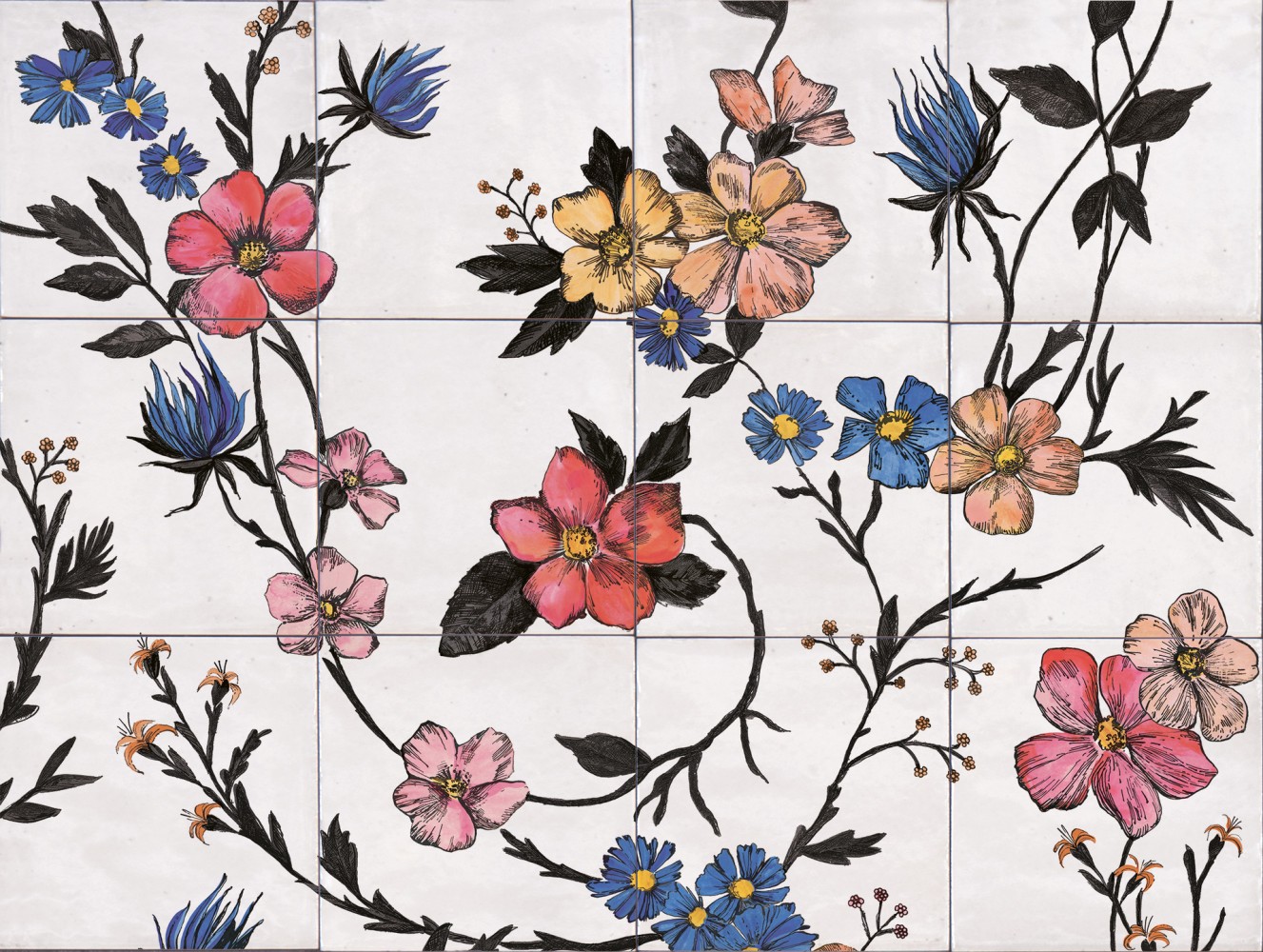 Декор 60x45 Rice Decoro Garden Modulo B глянцевая белый 10мм Marazzi Декор 60x45 Rice Decoro Garden Modulo B глянцевая белый 10мм Marazzi