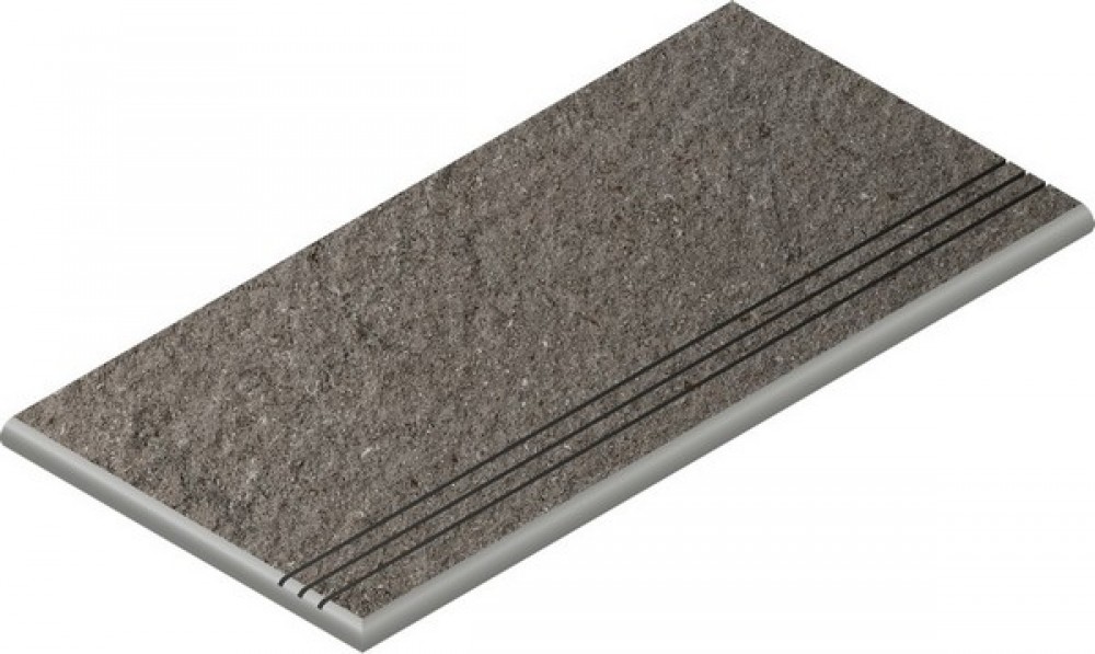 Ступень 60x30 Дискавер Фумэ закругленная грип лев. Х2 структурированная серый 20мм Италон Ступень 60x30 Дискавер Фумэ закругленная грип лев. Х2 структурированная серый 20мм Италон