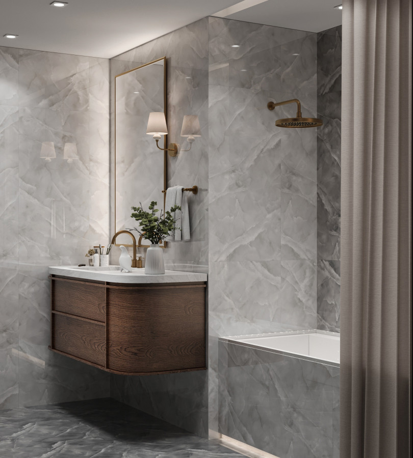 Керамогранит 120x60 8мм полированная FP1022-A Baikal Bianco серый оникс Arcadia Ceramica Керамогранит 120x60 8мм полированная FP1022-A Baikal Bianco серый оникс Arcadia Ceramica