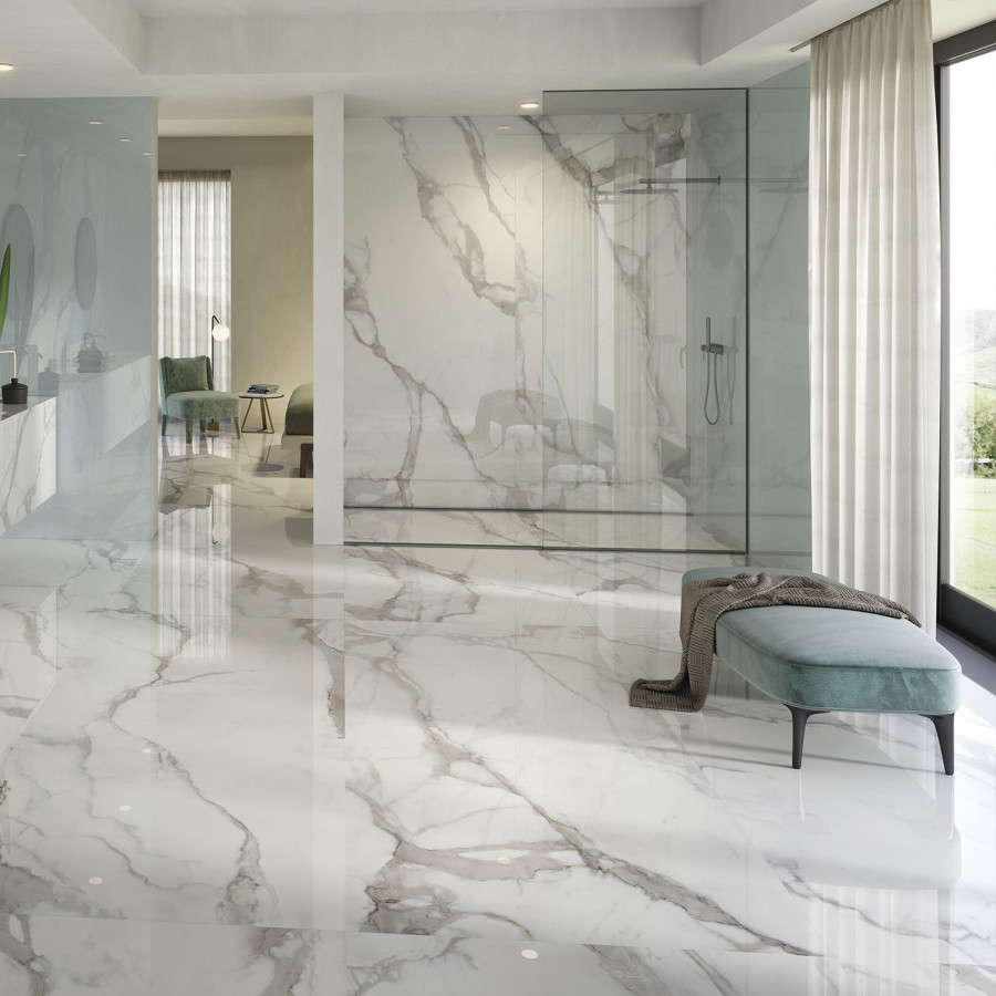 Керамогранит 278x120 Calacatta Regale Lappato Marble лаппатированная белый мрамор 6.5мм Provenza Керамогранит 278x120 Calacatta Regale Lappato Marble лаппатированная белый мрамор 6.5мм Provenza